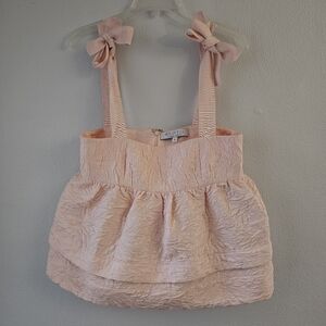 Hunter Bell Pale Pink Oversized Dressy Cami Tank Top Grosgrain Ribbon Wm Size 2
